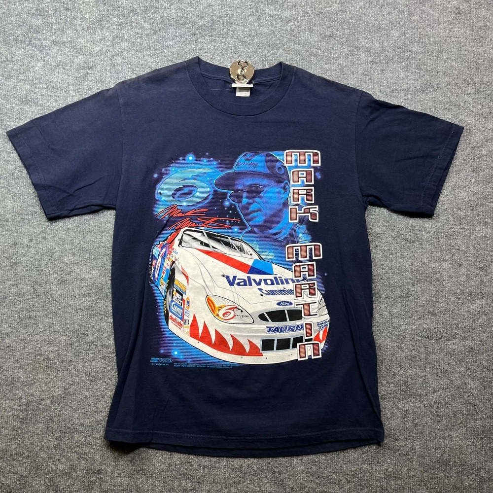 Vintage 90s Mark Martin #6 NASCAR Chase Authentics Navy Blue T-Shirt - Medium